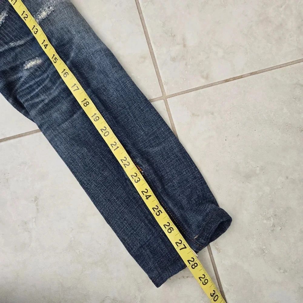 FOG Fear of God Mens Essentials Blue Jeans Size 28 Blue Distressed Patch Work - Picture 9 of 9